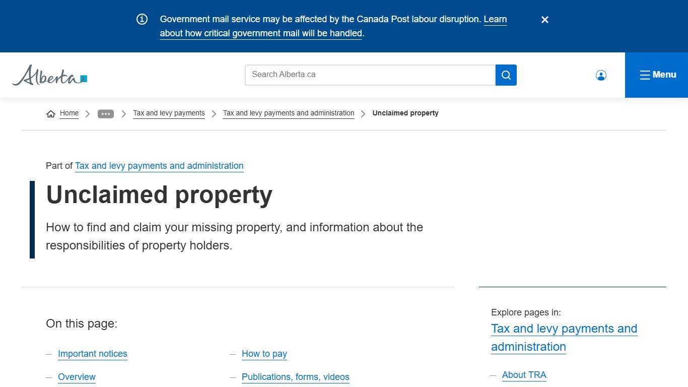 Unclaimed property Alberta.ca