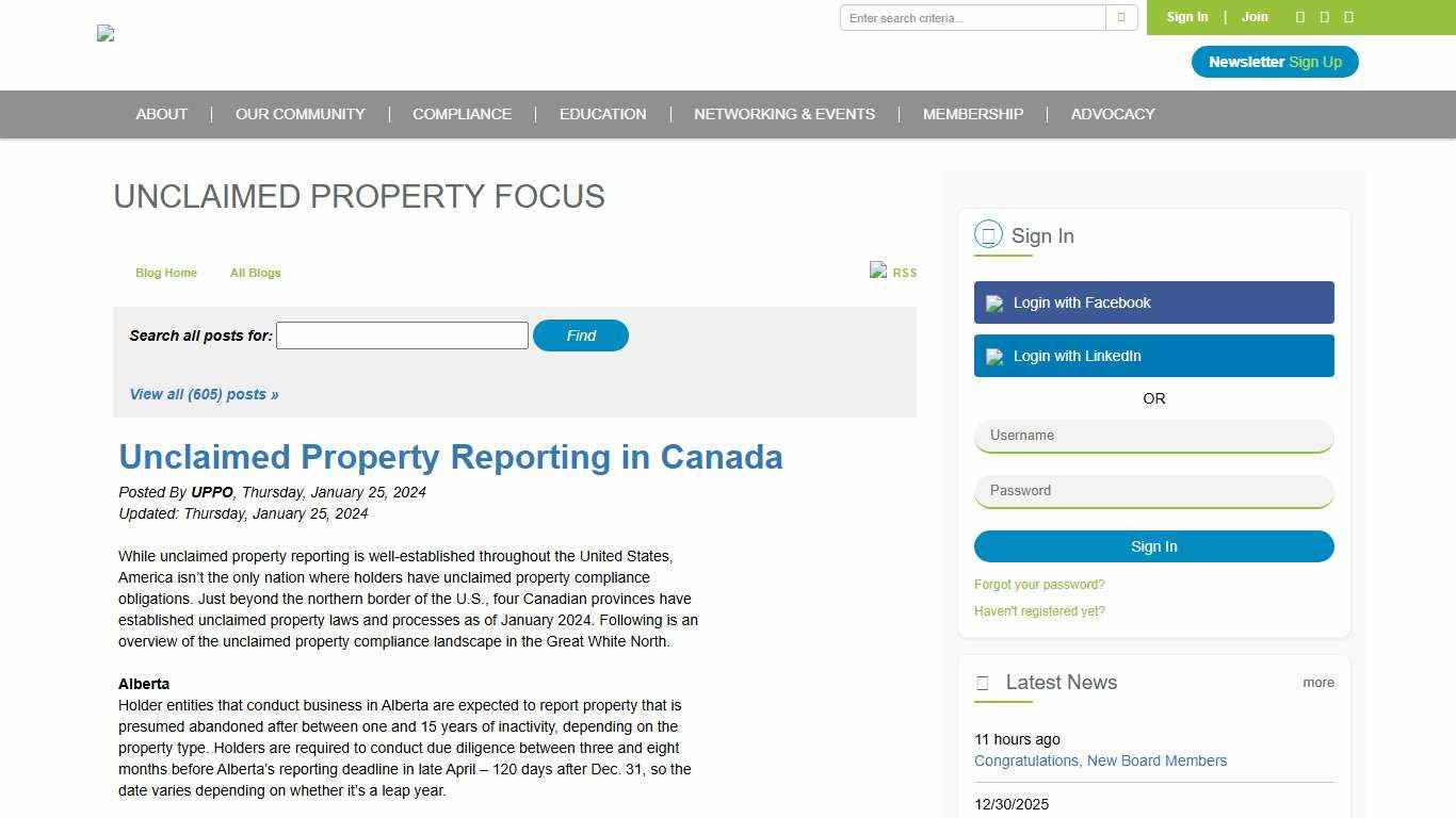 Unclaimed Property Reporting in Canada - Unclaimed Property Professionals Organization
