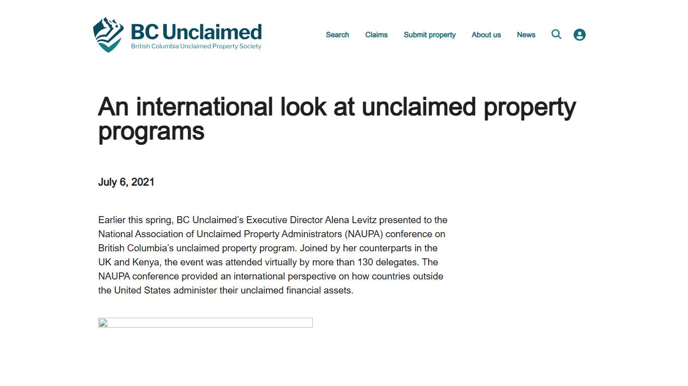 An international look at unclaimed property programs BC Unclaimed