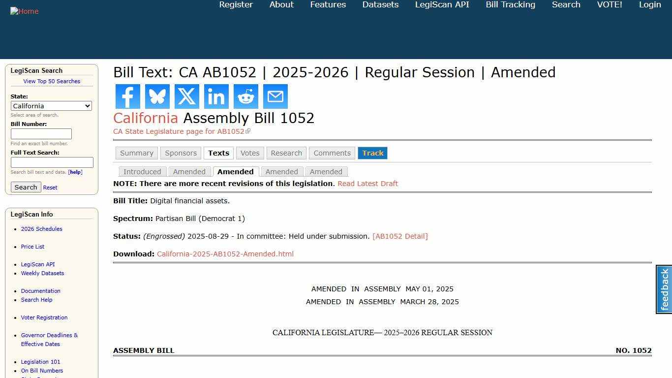 Bill Text: CA AB1052 2025-2026 Regular Session Amended LegiScan