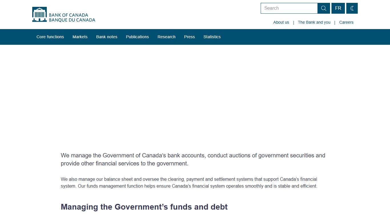 Funds management - Bank of Canada
